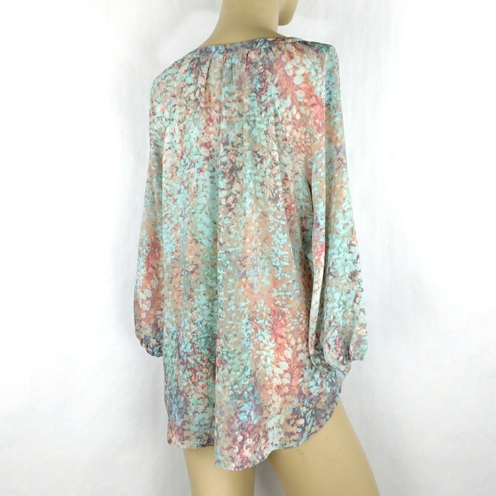 CYNTHIA ROWLEY boho 3/4 sleeve top. SMALL - Picture 2 of 4